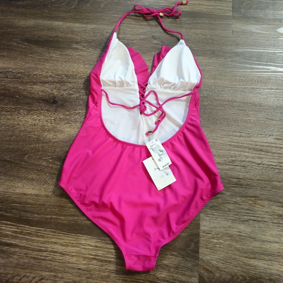 Shoshanna Lattice Ruffle One Piece  Fuschia 🎁 - Picture 4 of 7